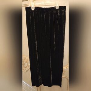 Eileen Fisher Lg Black Silk Blend Velvet Wide Leg Pull-On Pants